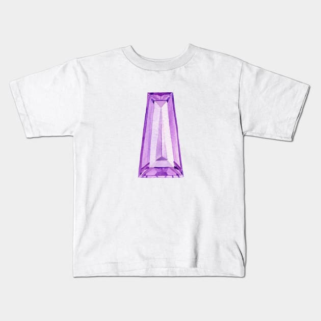 Tapered Baguette Amethyst Kids T-Shirt by Elizabeth Weglein Art